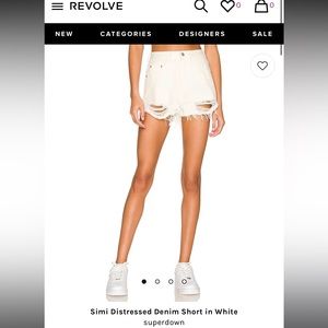 Superdown white denim shorts
